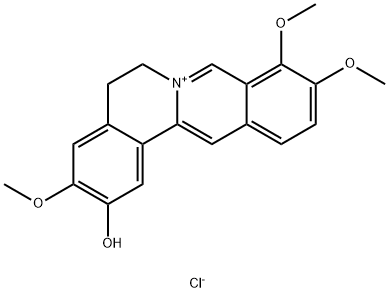 3,9,10-trimethoxy-5,6-dihydroisoquinolino[2,1-b]isoquinolin-7-ium-2-ol chloride 结构式