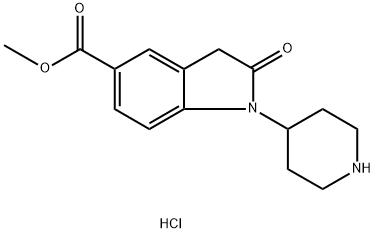 Methyl 2-oxo-1-(piperidin-4-yl)indoline-5-carboxylate hydrochloride 结构式