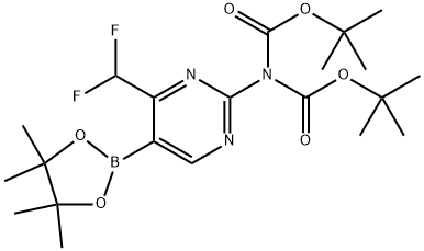 二叔丁基(4-(二氟甲基)-5-(4,4,5,5-四甲基-1,3,2-二氧杂硼烷-2-基)嘧啶-2-基亚氨基二碳酸酯 结构式