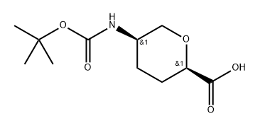 (2R, 5R)-5-tert-Butoxycarbonylamino-tetrahydro-pyran-2-carboxylic acid 结构式