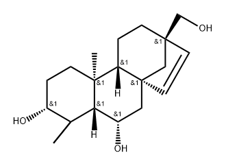 17-Nor-8β,13β-kaur-15-ene-3α,6α-diol, 13-(hydroxymethyl)-, (+)- (8CI) 结构式