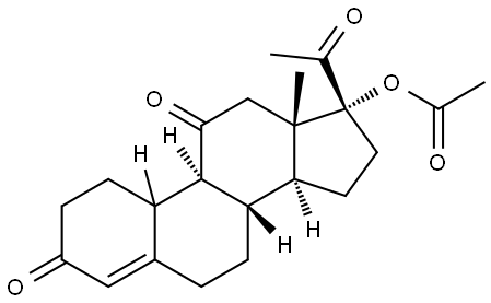 外消旋-(8S,9S,13R,14S,17S)-17-乙酰基-13-甲基-3,11-二氧代-2,3,6,7,8,9,10,11,12,13,14, 15,16,17-十四氢-1H-环戊[a]菲-17-乙酸酯 结构式