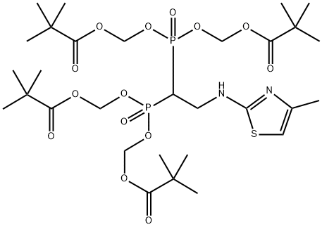 PROPANOIC ACID, 2,2-DIMETHYL-, 1,1′,1′′,1′′′-[[2-[(4-METHYL-2-THIAZOLYL)AMINO]ETHYLIDENE]BIS[PHOSPHI 结构式