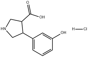 3-Pyrrolidinecarboxylic acid, 4-(3-hydroxyphenyl)-, hydrochloride (1:1) 结构式