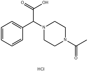 2-(4-乙酰基哌嗪-1-基)-2-苯基乙酸盐酸 结构式