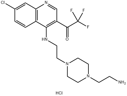 1-(4-((2-(4-(2-Aminoethyl)piperazin-1-yl)ethyl)amino)-7-chloroquinolin-3-yl)-2,2,2-trifluoroethanone hydrochloride 结构式