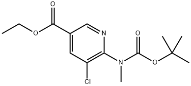 3-Pyridinecarboxylic acid, 5-chloro-6-[[(1,1-dimethylethoxy)carbonyl]methylamino]-, ethyl ester 结构式