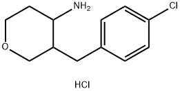 3-(4-Chlorobenzyl)tetrahydro-2H-pyran-4-amine hydrochloride 结构式