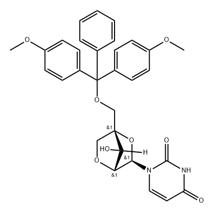 5'-O-(4,4'-Dimethoxytrityl)-2'-O,4'-C-methylene uridine 结构式