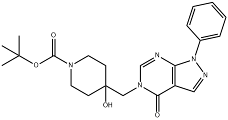 tert-butyl 4-hydroxy-4-((4-oxo-1-phenyl-1H-pyrazolo[3,4-d]pyrimidin-5(4H)-yl)methyl)piperidine-1-carboxylate 结构式