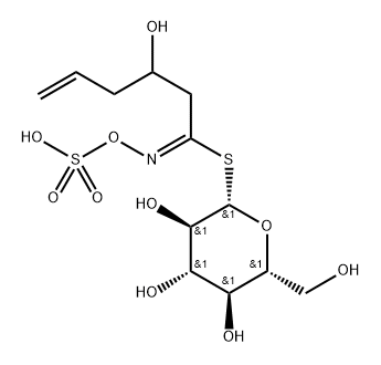 (2R,3R,4S,5R,6S)-3,4,5-trihydroxy-2-(hydroxymethyl)-6-[C-[(2S)-2-hydro xypent-4-enyl]-N-sulfonatooxy-carbonimidoyl]sulfanyl-oxane 结构式