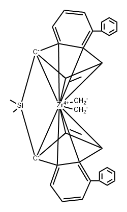 二甲基硅基双(2-甲基-4-苯基茚定基)二甲基锆 结构式