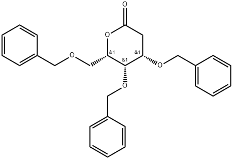 4S,5S,6S-4,5-bis(benzyloxy)-6-(benzyloxymethyl)tetrahydro-2H-pyran-2-one 结构式