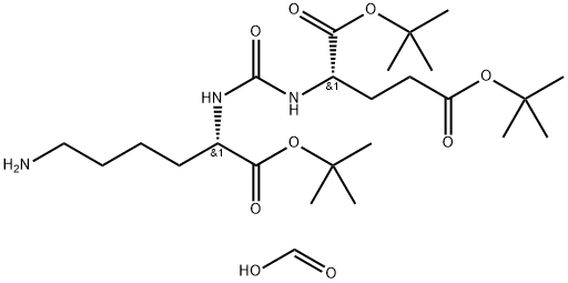 L-Glutamic acid, N-[[[(1S)-5-amino-1-[(1,1-dimethylethoxy)carbonyl]pentyl]amino]carbonyl]-, 1,5-bis(1,1-dimethylethyl) ester, formate (1:1) 结构式