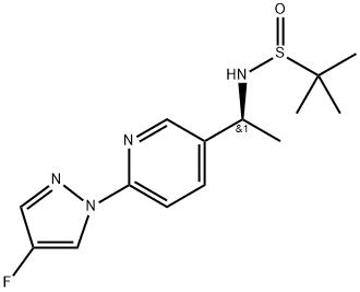 2-Propanesulfinamide, N-[(1S)-1-[6-(4-fluoro-1H-pyrazol-1-yl)-3-pyridinyl]ethyl]-2-methyl-, [S(R)]- 结构式