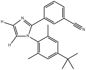 3-(1-(4-(叔丁基)-2,6-二甲基苯基)-1H-咪唑-2-基)苯甲腈 结构式