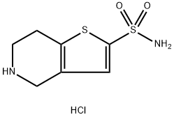 Thieno[3,2-c]pyridine-2-sulfonamide, 4,5,6,7-tetrahydro-, hydrochloride (1:1) 结构式