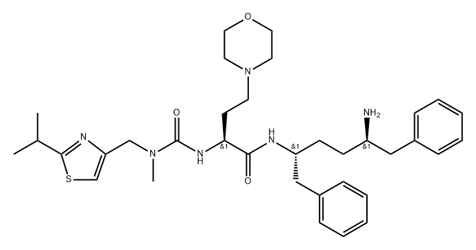 4-Morpholinebutanamide, N-[(1R,4R)-4-amino-5-phenyl-1-(phenylmethyl)pentyl]-α-[[[methyl[[2-(1-methylethyl)-4-thiazolyl]methyl]amino]carbonyl]amino]-, (αS)- 结构式