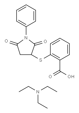 2-[(2,5-Dioxo-1-phenylpyrrolidin-3-yl)thio]benzoic acid, n,n-diethylethanamine (1:1) 结构式