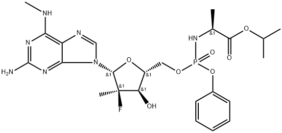 L-Alanine, N-[[P(S),2'R]-2-amino-2'-deoxy-2'-fluoro-N,2'-dimethyl-P-phenyl-5'-adenylyl]-, 1-methylethyl ester 结构式