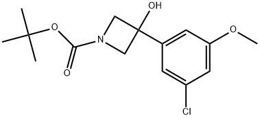 1,1-Dimethylethyl 3-(3-chloro-5-methoxyphenyl)-3-hydroxy-1-azetidinecarboxylate 结构式