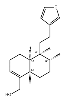17,19-Dinor-5β,9βH-labda-3,13(16),14-trien-18-ol, 15,16-epoxy-5,9-dimethyl-, (-)- (8CI) 结构式