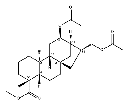 16βH-Kauran-18-oic acid, 12β,17-dihydroxy-, methyl ester, diacetate, (-)- (8CI) 结构式