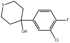 4-(3-Chloro-4-fluorophenyl)tetrahydro-2H-thiopyran-4-ol 结构式