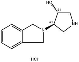 RAC-(3R,4R)-4-(2,3-DIHYDRO-1H-ISOINDOL-2-YL)PYRROLIDIN-3-OL DIHYDROCHLORIDE, TRANS 结构式