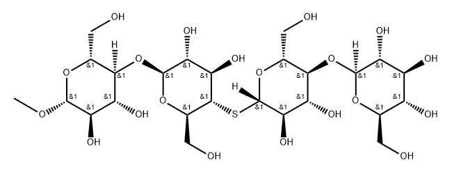 甲基 O-BETA-D-吡喃葡萄糖基-(1-4)-S-BETA-D-吡喃葡萄糖基-(1-4)-O-4-硫代-BETA-D-吡喃葡萄糖基-(1-4)-BETA-D-吡喃葡萄糖苷 结构式