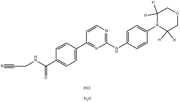 Benzamide, N-(cyanomethyl)-4-[2-[[4-(4-morpholinyl-3,3,5,5-d4)phenyl]amino]-4-pyrimidinyl]-, hydrochloride, hydrate (1:2:1) 结构式
