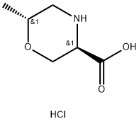 rac-(3R,6R)-6-methylmorpholine-3-carboxylic acid hydrochloride 结构式