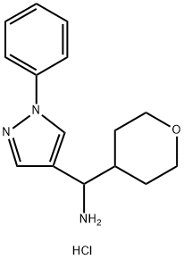 (oxan-4-yl)(1-phenyl-1H-pyrazol-4-yl)methanamine hydrochloride 结构式
