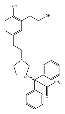 2-(1-(4-Hydroxy-3-(2-hydroxyethyl)phenethyl)pyrrolidin-3-yl)-2,2-diphenylacetamide 结构式