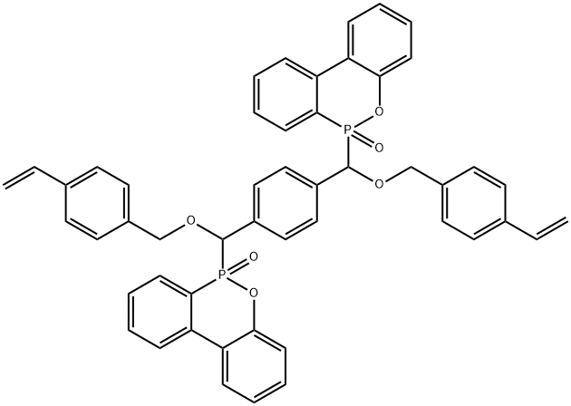 6H-二苯并[C,E][1,2]氧杂磷菲,6,6'-[1,4-苯叉基双[[(4-乙烯基苯基)甲氧基] 甲叉基]]双-6,6'-二氧化物 结构式