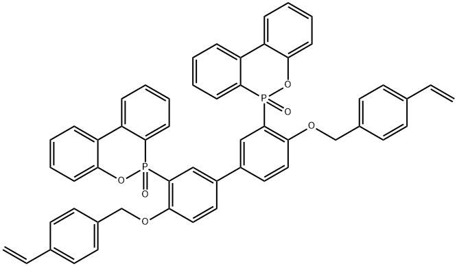 6H-二苯并[C,E][1,2]氧杂磷菲,6,6'-[4,4'-双[(4,4'-双[(乙烯基苯基)甲氧基] [1,1'-联苯]-3,3'-叉基]]双-6,6'-氧化物 结构式