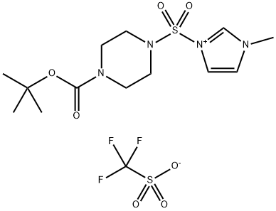 1H-Imidazolium, 3-[[4-[(1,1-dimethylethoxy)carbonyl]-1-piperazinyl]sulfonyl]-1-methyl-, 1,1,1-trifluoromethanesulfonate (1:1) 结构式