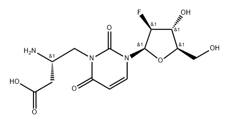 化合物 2'-DEOXY-2'-FLUORO-N3-(2S)-(2-AMINO-3-CARBONYL]PROPYL-BETA-D-ARABINOURIDINE 结构式