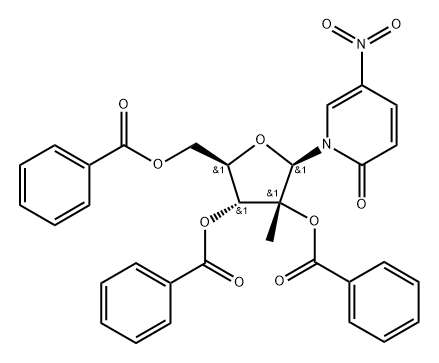 化合物 1-(2,3,5-TRIBENZOYL-2-C-B-METHYL-B-D-RIBOFURANOSYL)-5-NITROPYRIDINE-2(1H)-ONE 结构式