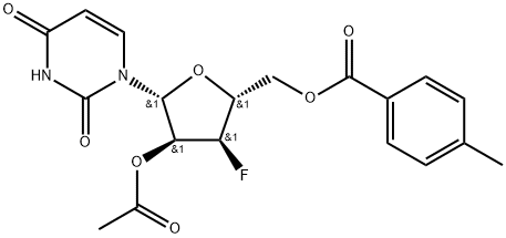 5'-O-Toluoyl-2'-O-acetyl-3'-deoxy-3'-fluorouridine 结构式