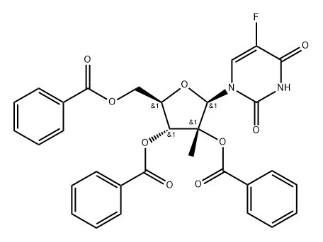 2',3',5'-Tri-O-benzoyl-2'-C-methyl-5-fluorouridine 结构式