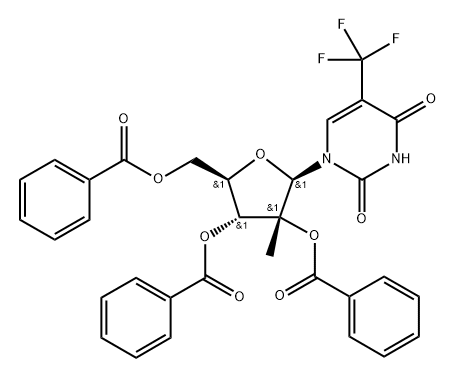 2',3',5'-Tri-O-benzoyl-2'-C-methyl-5-trifluoromethyluridine 结构式