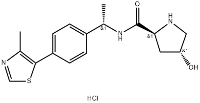 (2S,4R)-4-羟基-N-((S)-1-(4-(4-甲基噻唑-5-基)苯基)乙基)吡咯烷-2-甲酰胺盐酸盐 结构式