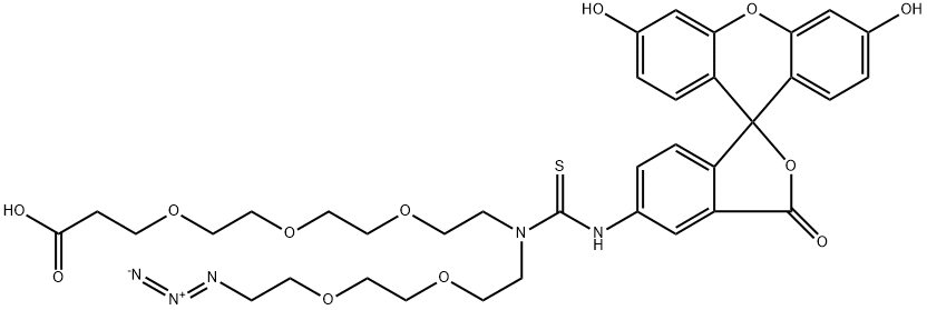 N-(Azido-PEG2)-N-Fluorescein-PEG3-acid 结构式