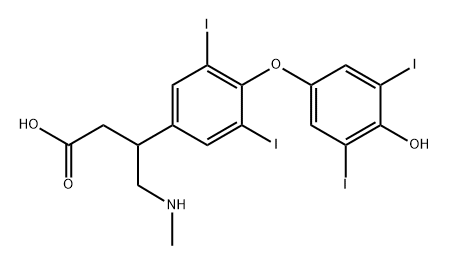 3-(4-(4-羟基-3,5-二碘苯氧基)-3,5-二碘苯基)-4-(甲氨基)丁酸 结构式