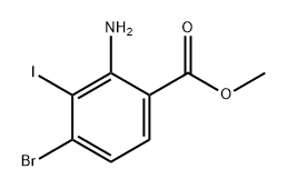 2-氨基-4-溴-3-碘苯甲酸甲酯 结构式