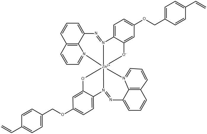 双[5-(4-乙烯基苯基)甲氧基]-2-[2-(8-喹啉基-ΚN1)偶氮基-ΚN1]苯酚氧基-ΚO]锌 结构式