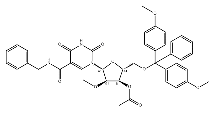 5-BenzylaMinocarbony-3'-O-acetyl-2'-O-Methyl-5'-O-DMTr-uridine 结构式