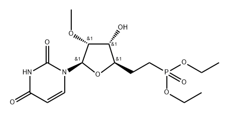 化合物 1-[6-(DIETHOXYPHOSPHINYL)-2-O-METHYL-Β-D-RIBO-HEXOFURANOSYL]URACIL 结构式