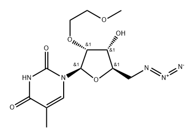 5'-Azido-5'-deoxy-2'-O-(2-methoxyethyl)-5-methyluridine 结构式